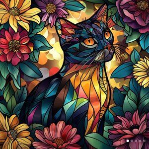 Stained Glass Cat - Diamond Canvas Kit